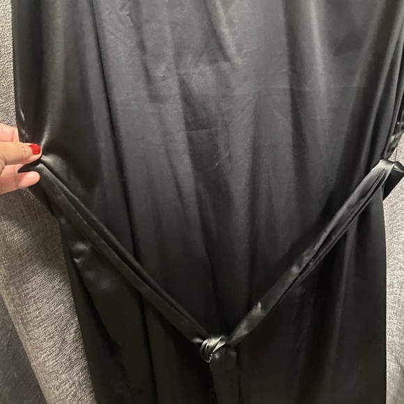 Universal Standard Black satin feel V-Neck Midi Dress - Picture 2 of 3